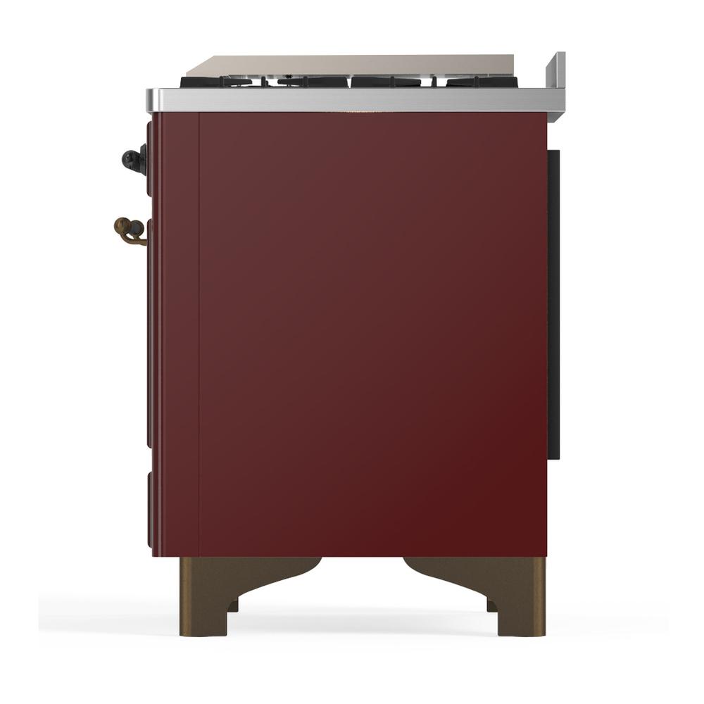 ILVE UMD40FQNR3BUBLP Majestic III 40 inch Dual Fuel Range with 6 Burners and Griddle, Dual Function Burner up to 25,000 BTU (Liquid Propane, Solid Door, Burgundy, Burnished)
