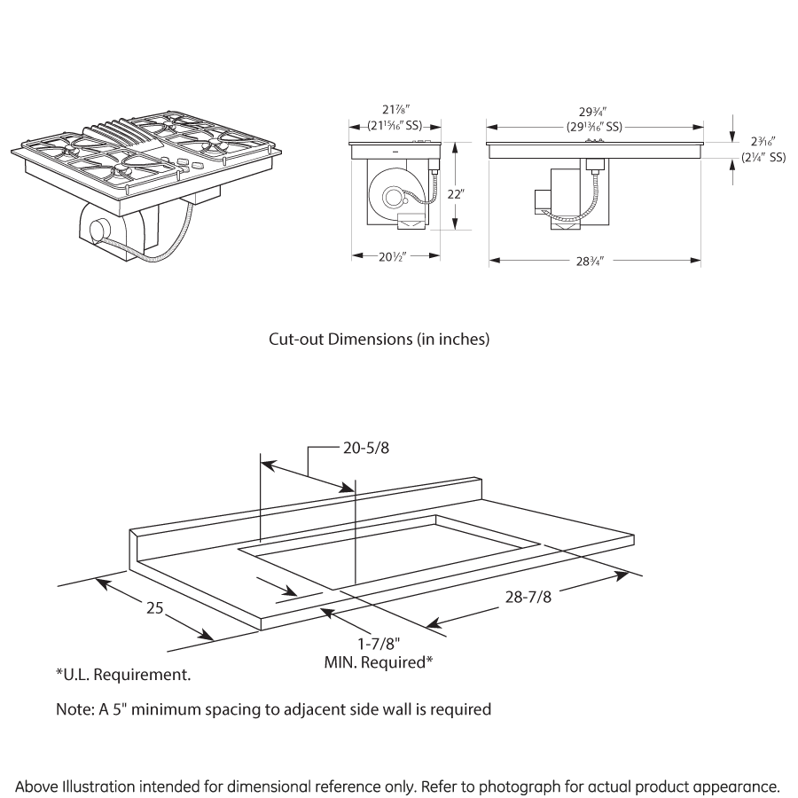 GE Profile™ 30" Built-In Gas Downdraft Cooktop