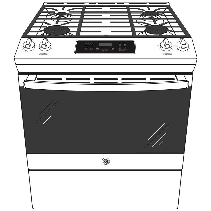 GE® 30" Slide-In Front Control Gas Range