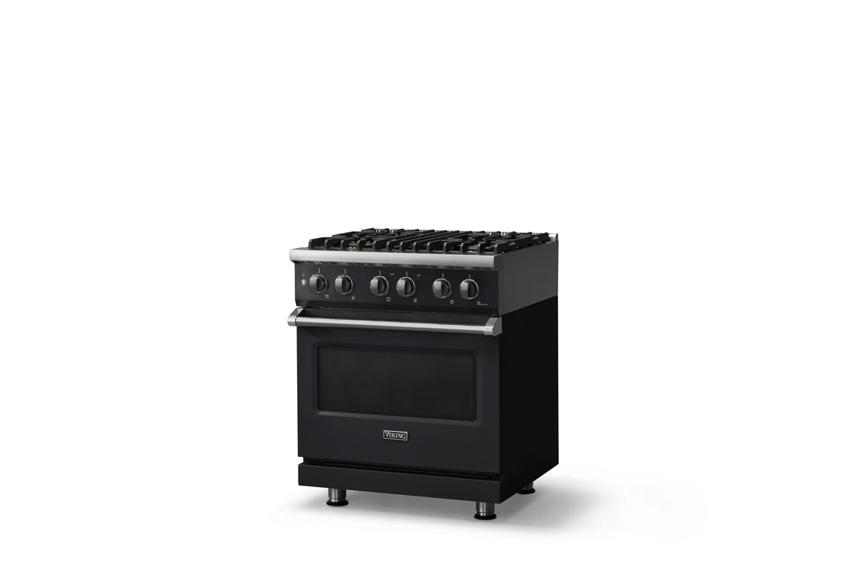 30"W. Dual Fuel Range (Finish: Onyx, Trim: Polished Chrome, Fuel: Natural Gas)