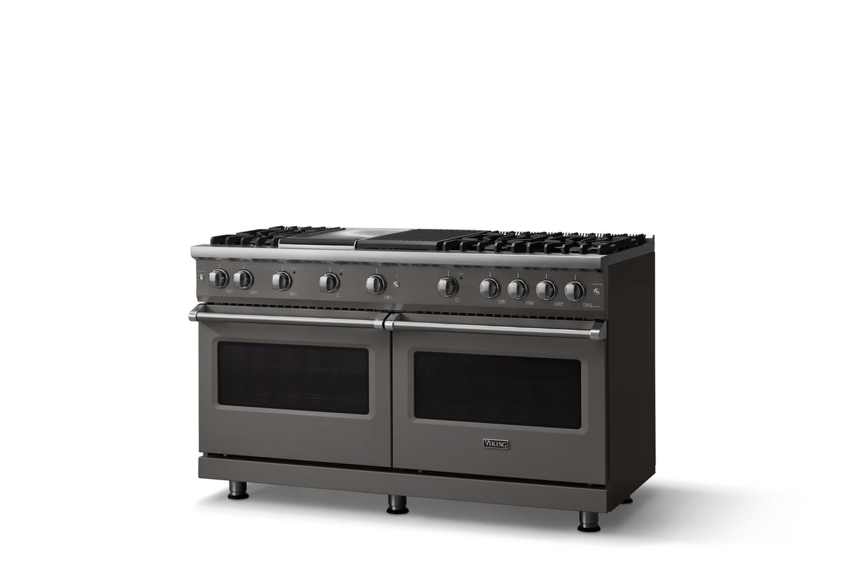 60"W. Sealed Burner Gas Range (Finish: Damascus Gray, Trim: Polished Chrome, Fuel: Natural Gas)
