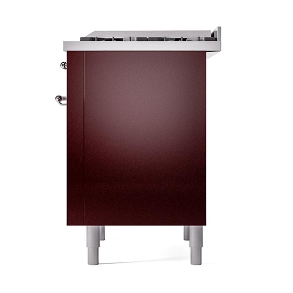 ILVE UN36FQNMPBUCLP Nostalgie II Noblesse 36 inch Dual Fuel Range (Liquid Propane, Solid Door, Burgundy, Chrome)