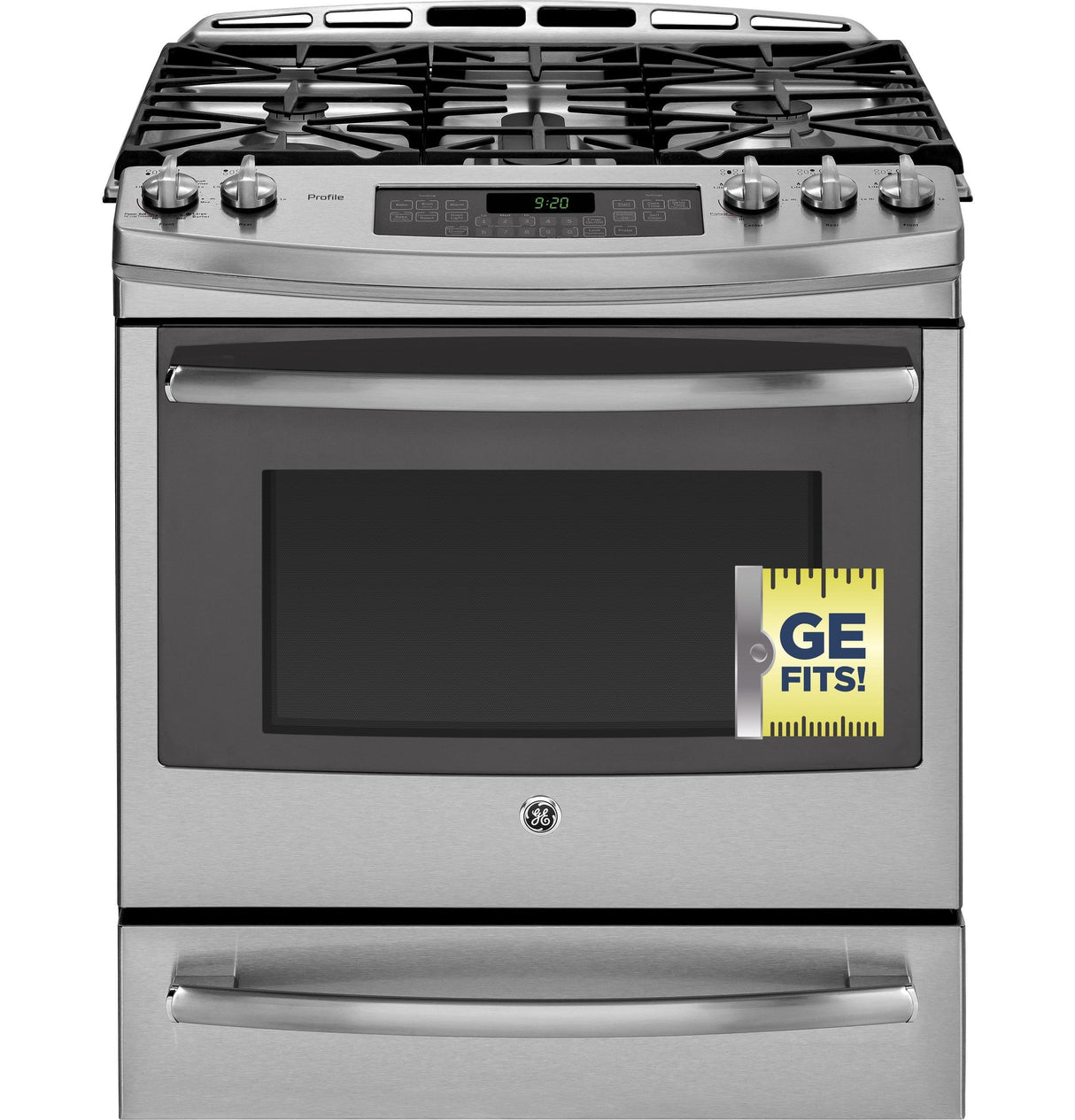 GE Profile™ Series 30" Slide-In Front Control Gas Range with Warming Drawer