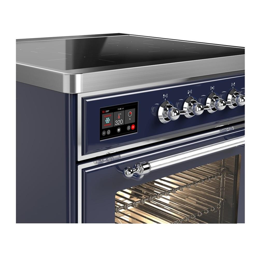 ILVE UMIB30NR3MBC Majestic III 30 inch Induction Range with 4 Elements, 4 cu. ft. Oven Capacity (Triple Glass Door, Midnight Blue, Chrome)