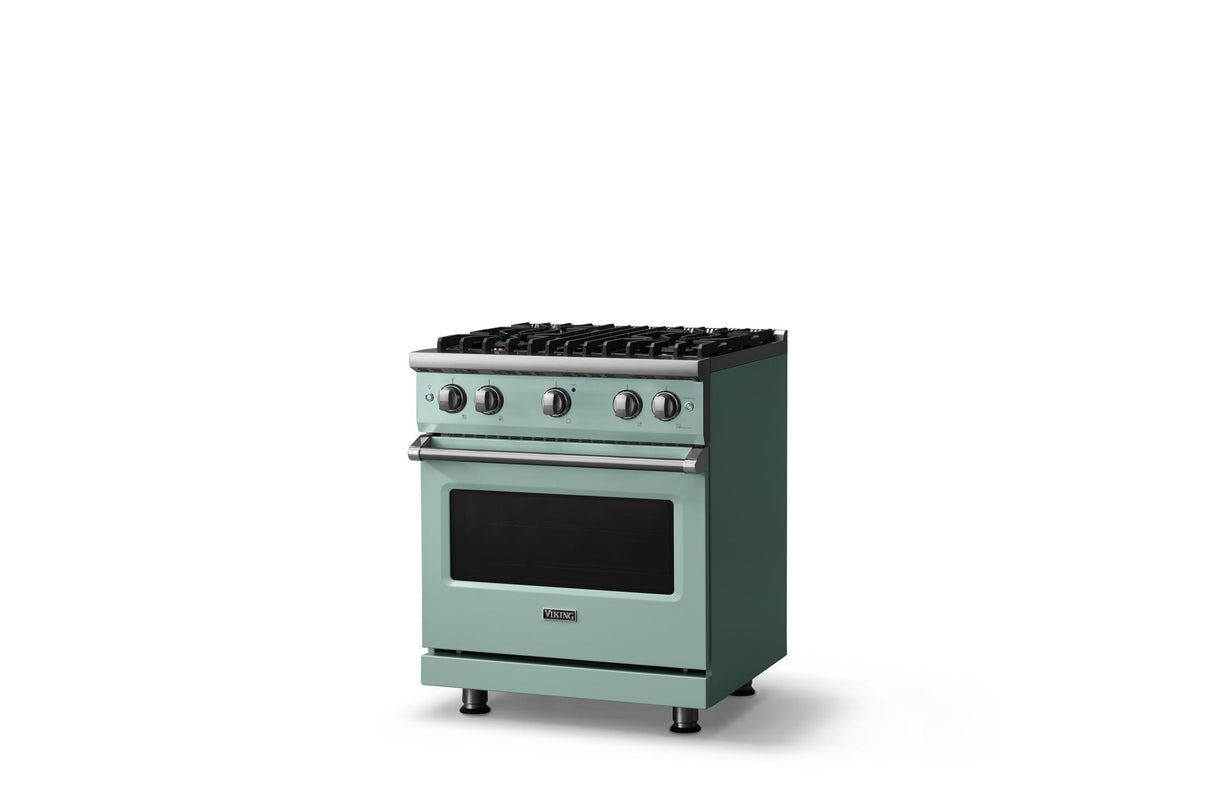 30"W. Sealed Burner Gas Range (Finish: Splash, Trim: Polished Chrome, Fuel: Natural Gas)