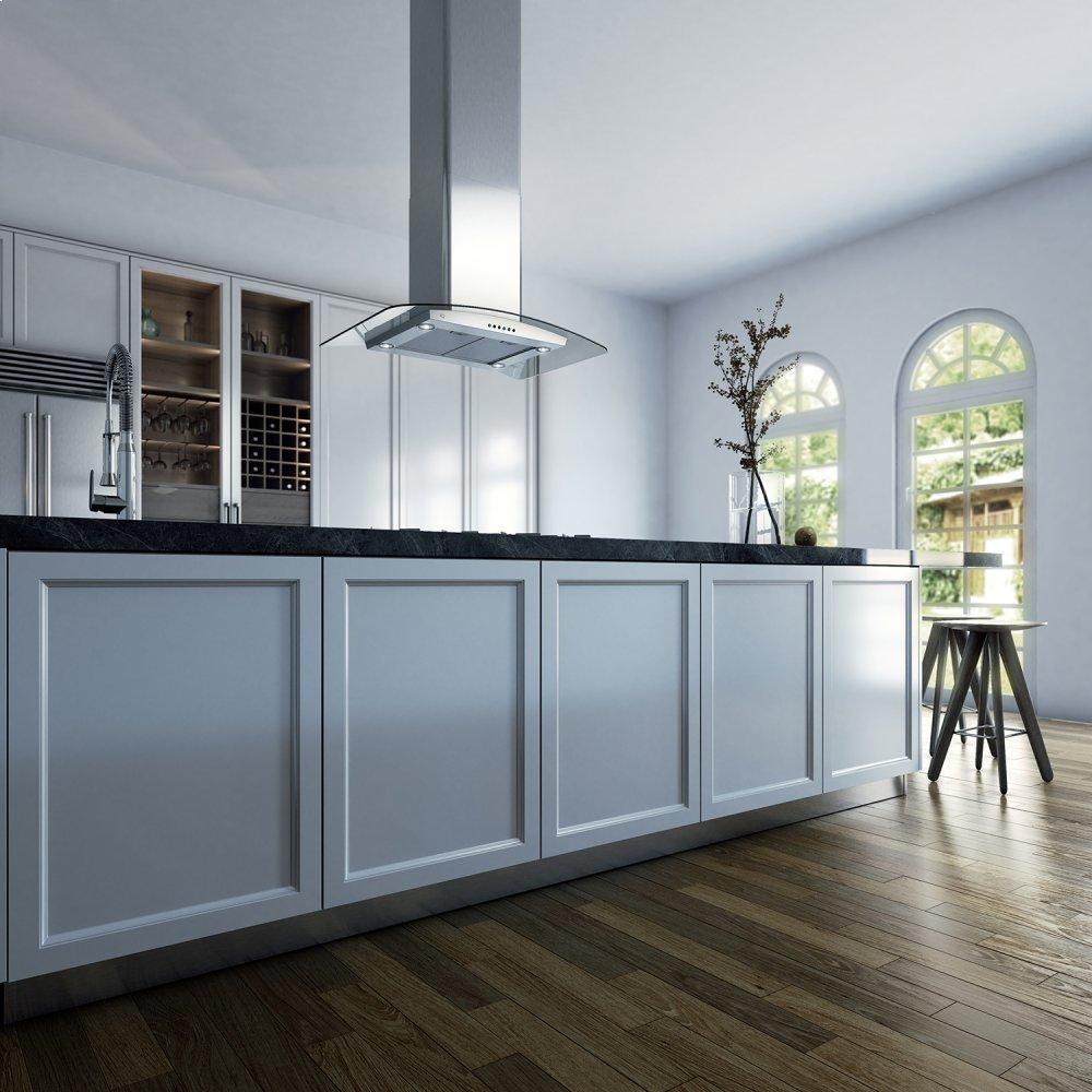 600 CFM 42" Arching Glass And Stainless Italian Made Island Hood