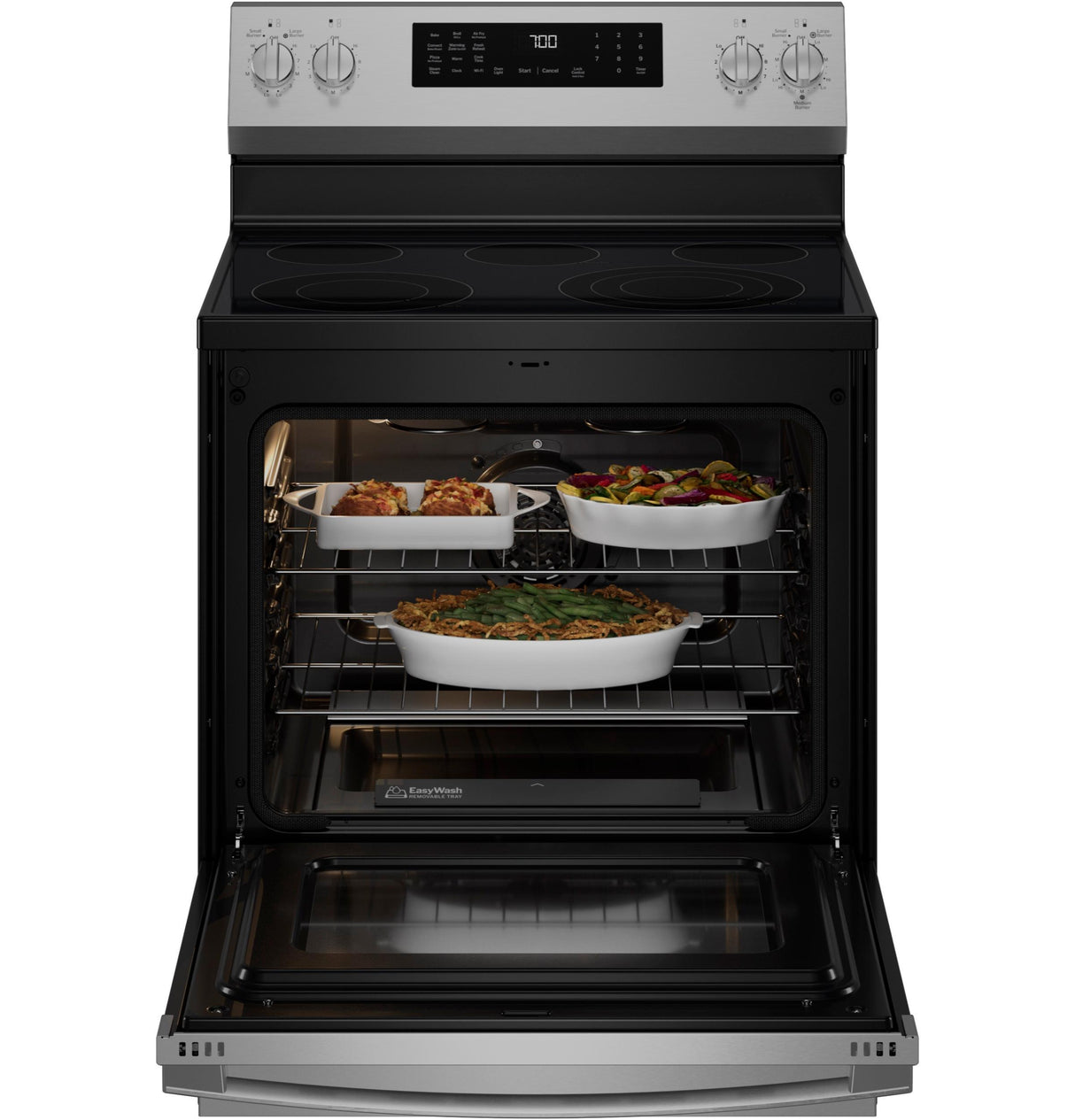 GE Profile™ ENERGY STAR® 30" Smart Free-Standing Electric Convection Range with No Preheat Air Fry and EasyWash™ Oven Tray