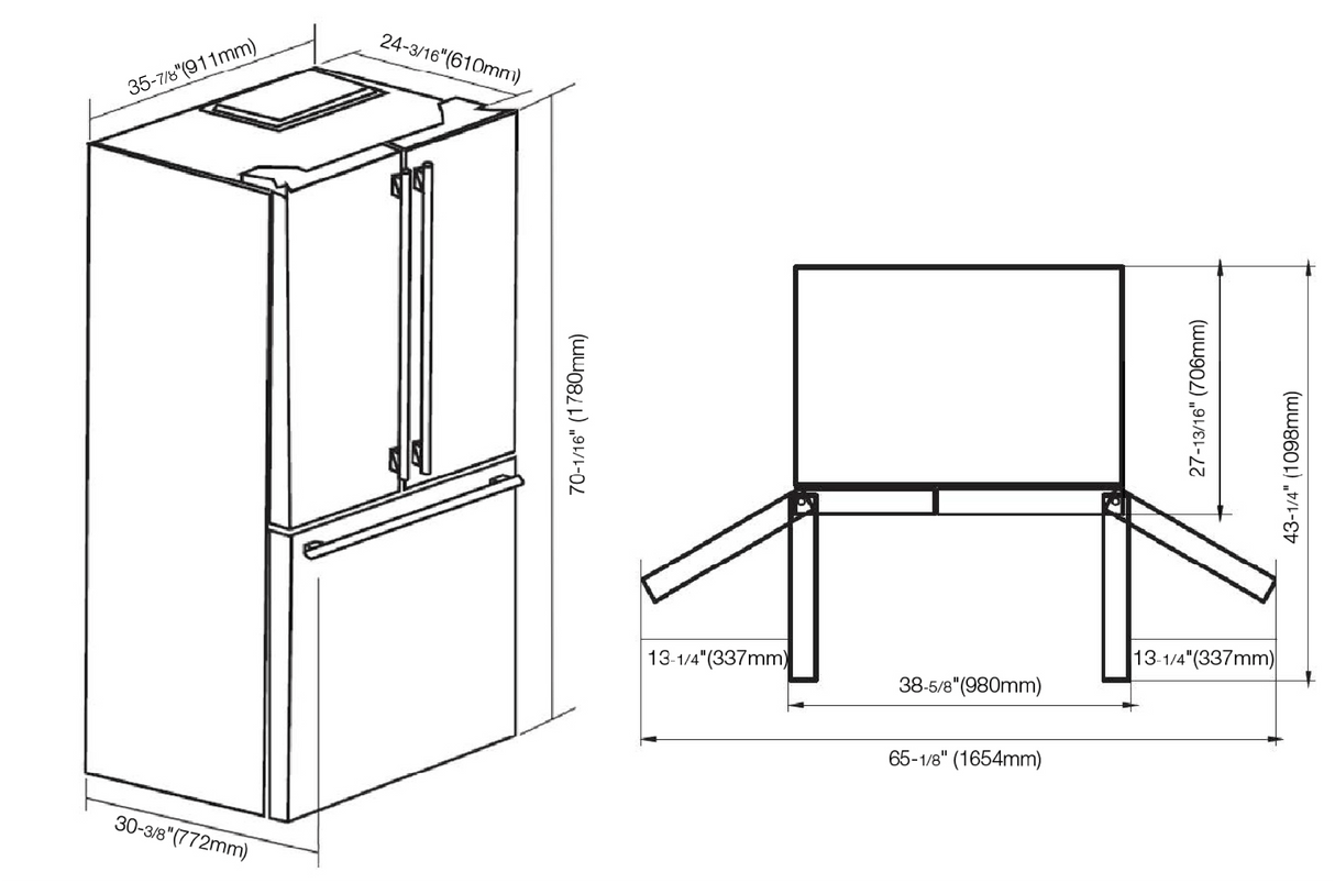 36" FRENCH DOOR FRIDGE