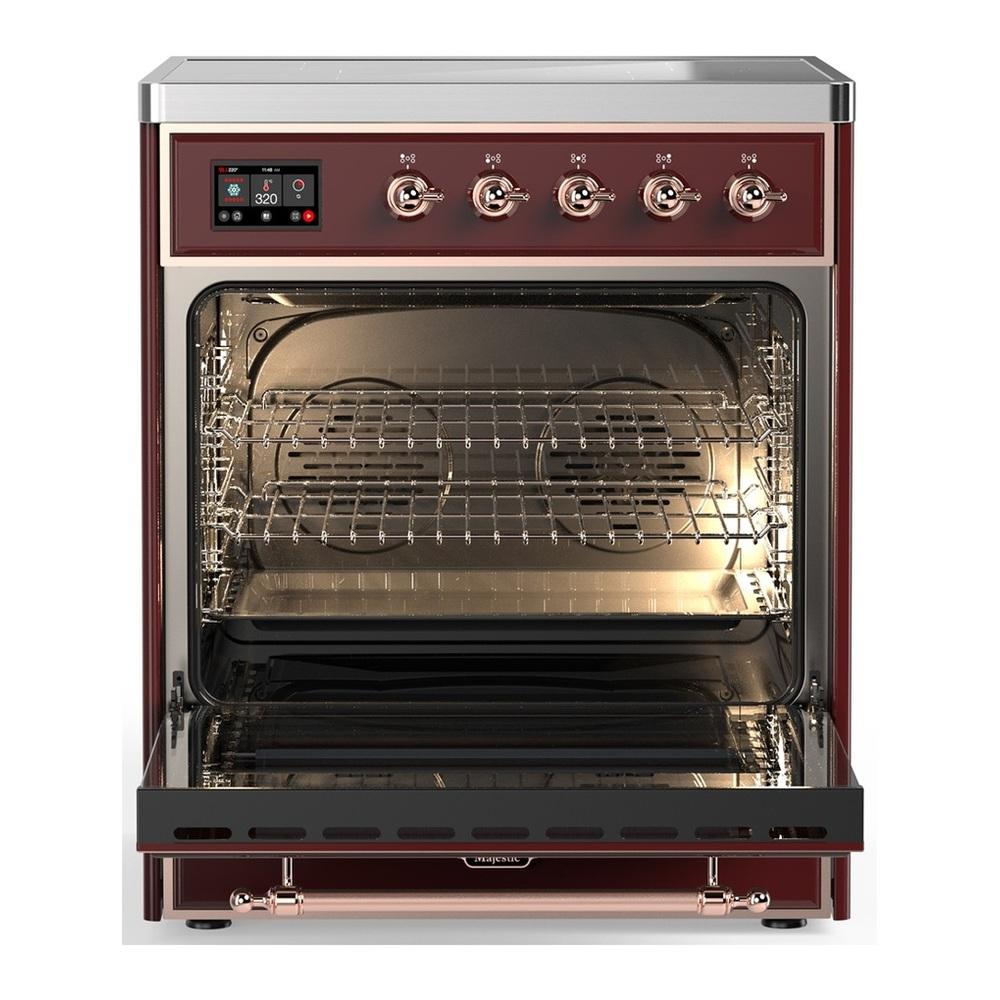 ILVE UMIB30NR3BUP Majestic III 30 inch Induction Range with 4 Elements, 4 cu. ft. Oven Capacity (Triple Glass Door, Burgundy, Copper)