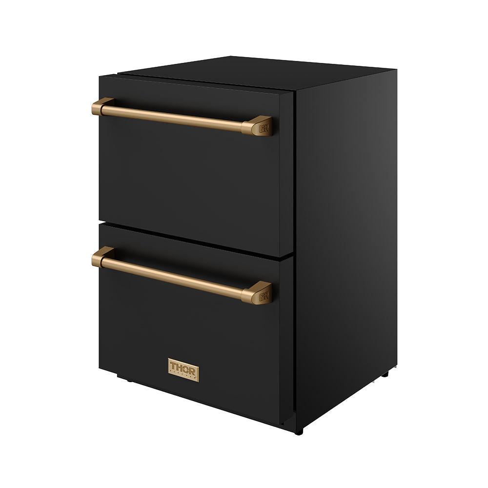 24 Inch Undercounter Built-in / Freestanding Drawer Freezer - Black/bronze Gordon Ramsay Series