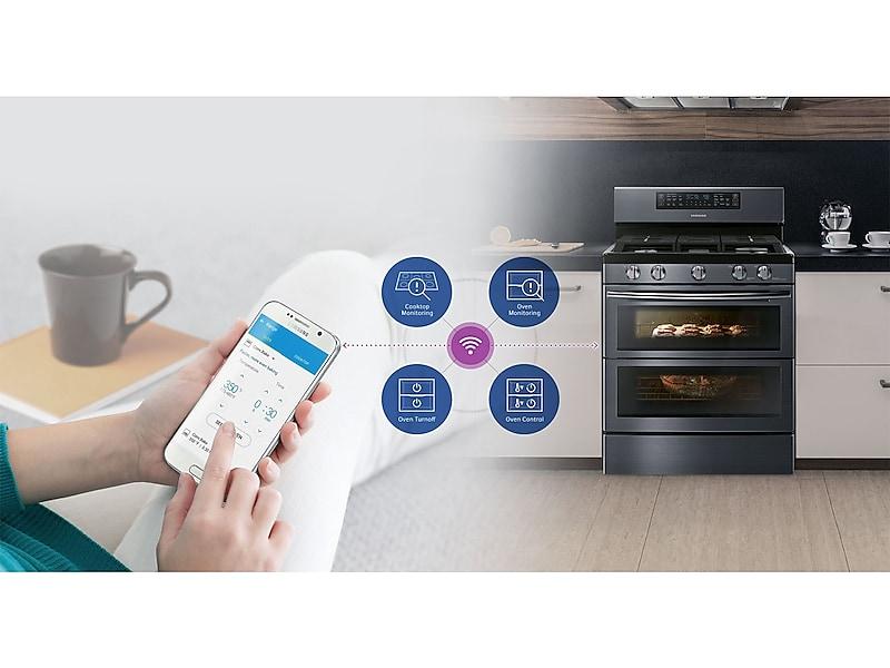 5.8 cu ft. Smart Freestanding Gas Range with Flex Duo™ & Dual Door in Black Stainless Steel