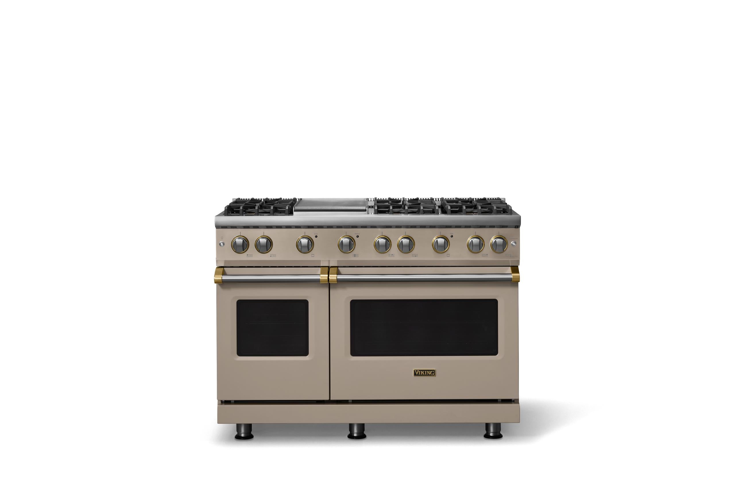 48"W. Sealed Burner Gas Range (Burner: 6g, Finish: Nantucket, Trim: Brushed Brass, Fuel: Propane)