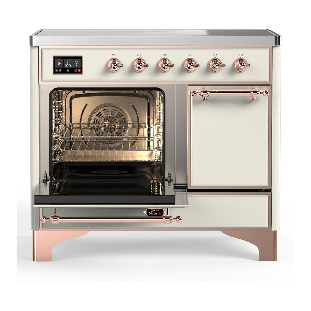 ILVE UMDIB40QNR3AWP Majestic III 40 inch Induction Range with 6 Elements, 3.82 cu. ft. Total Oven Capacity (Solid Door, Antique White, Copper)