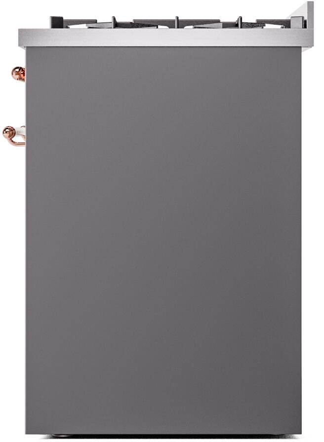 Nostalgie II 30 Inch Dual Fuel Natural Gas Freestanding Range in Matte Graphite with Copper Trim
