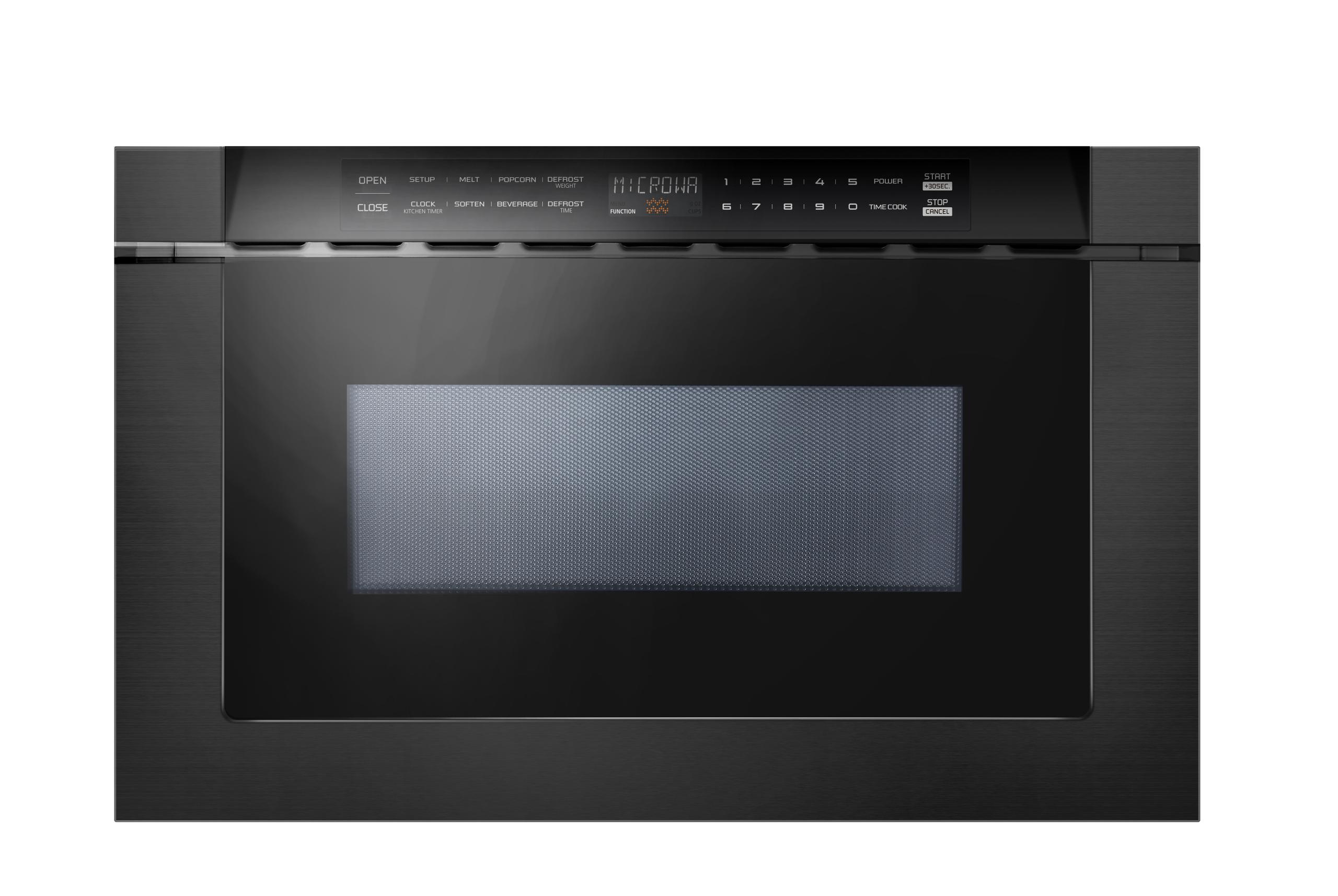 24" Built-In Microwave Drawer - Black Glass & Black Stainless