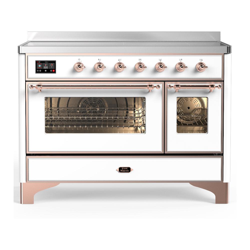 ILVE UMIB48NR3WHP Majestic III 48 inch Induction Range with 6 Elements, 5.02 cu. ft. Total Oven Capacity (Triple Glass Door, White, Copper)