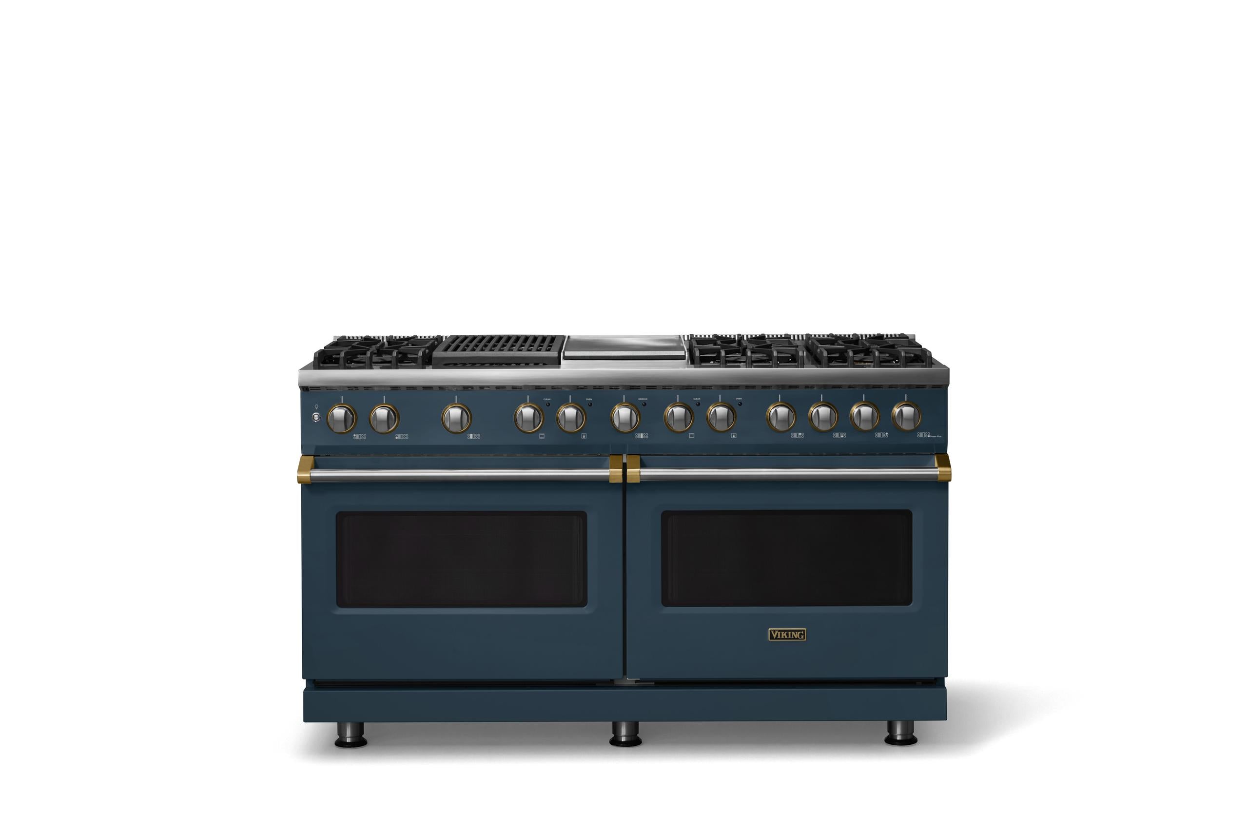60"W.Dual Fuel Range (Finish: Squall, Trim: Brushed Brass, Fuel: Propane)