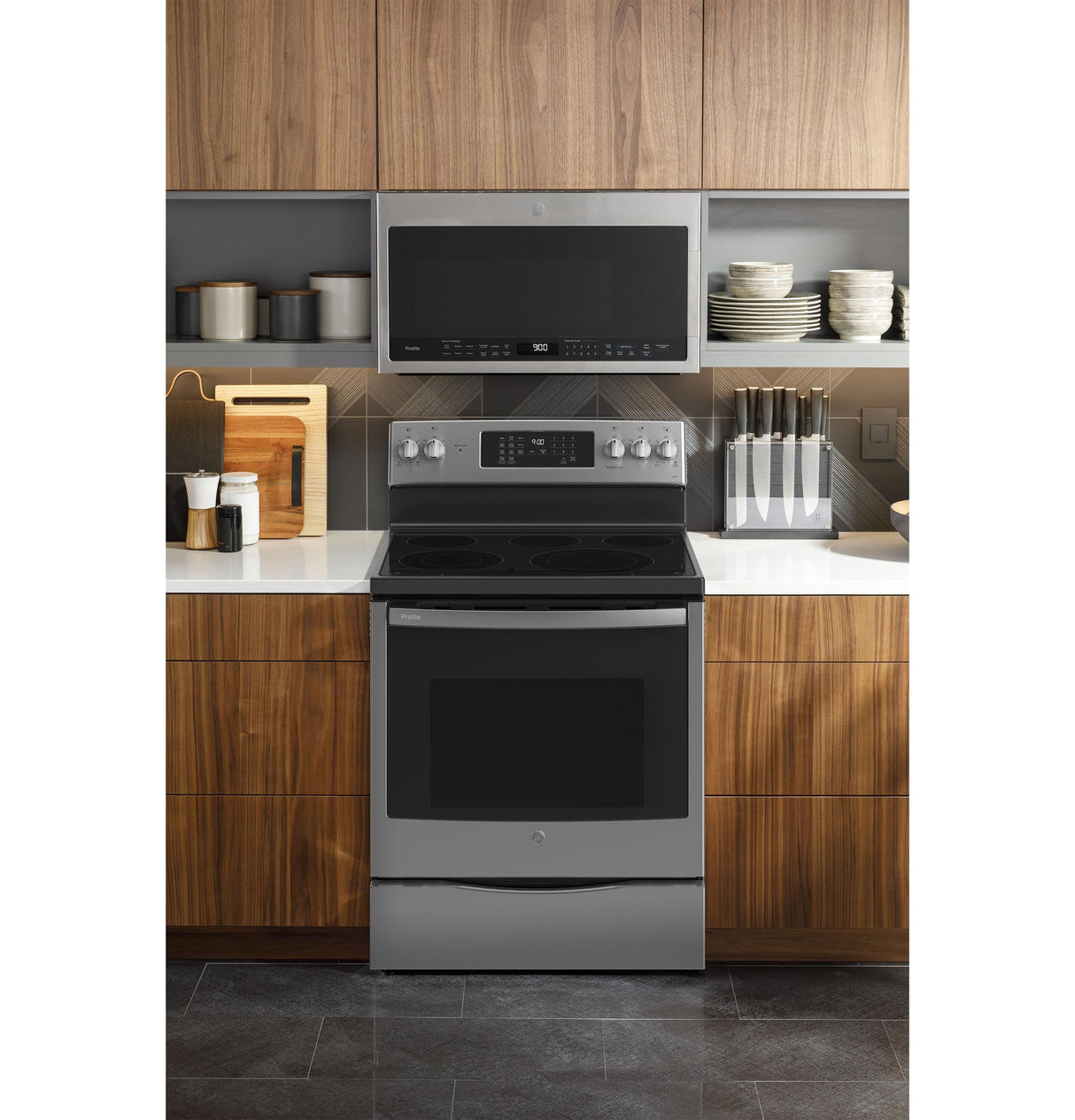 GE Profile™ ENERGY STAR® 30" Smart Free-Standing Electric Convection Fingerprint Resistant Range with No Preheat Air Fry