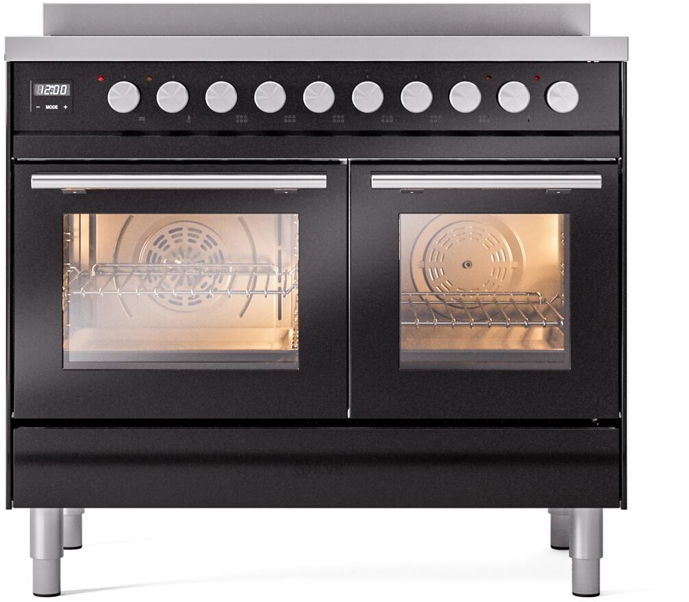 Professional Plus II 40 Inch Electric Freestanding Range in Glossy Black with Trim