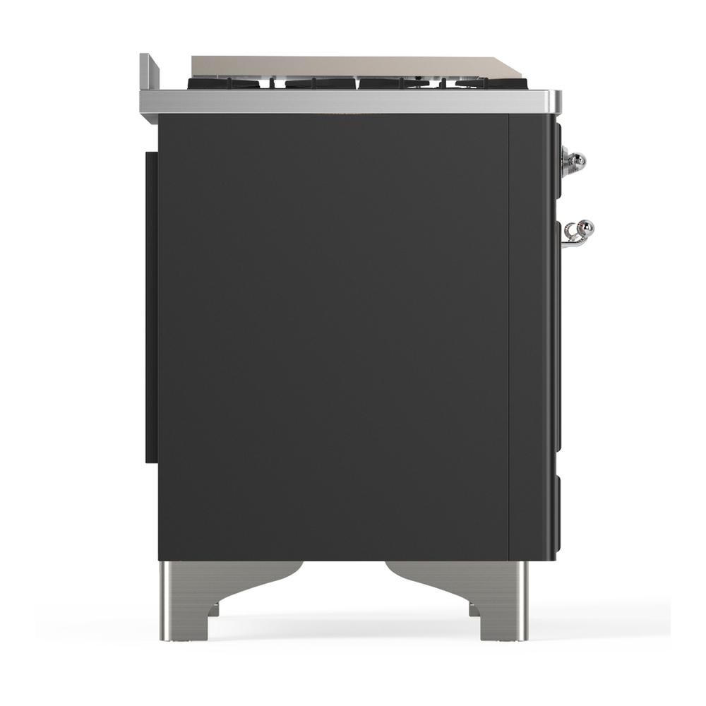 ILVE UMD40FNR3MGC Majestic III 40 inch Dual Fuel Range with 6 Burners and Griddle, Dual Function Burner up to 25,000 BTU (Natural Gas, Triple Glass Door, Graphite Matte, Chrome)
