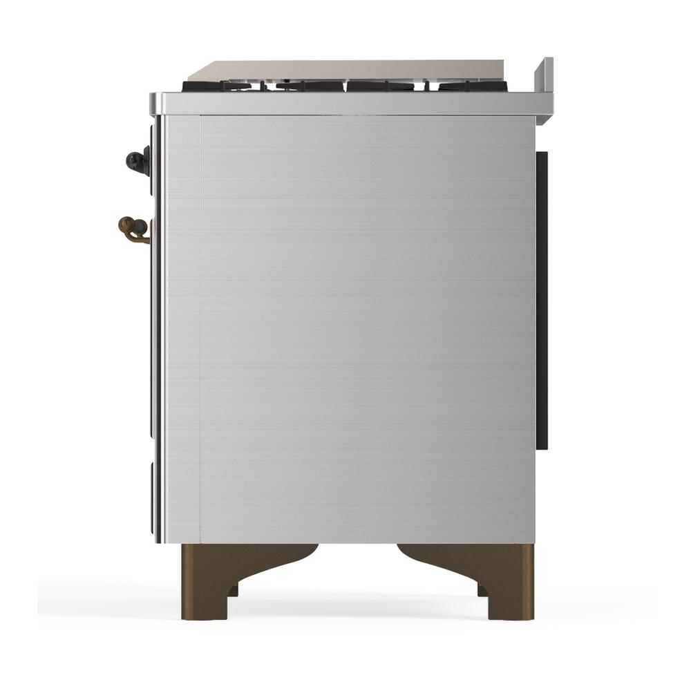 ILVE UM60FSNR3SSBLP Majestic III 60 inch Dual Fuel Range with 7 Burners, Griddle and French Top, Dual Function Burner with up to 25,000 BTU (Liquid Propane, Triple Glass Door, Stainless Steel, Burnished)