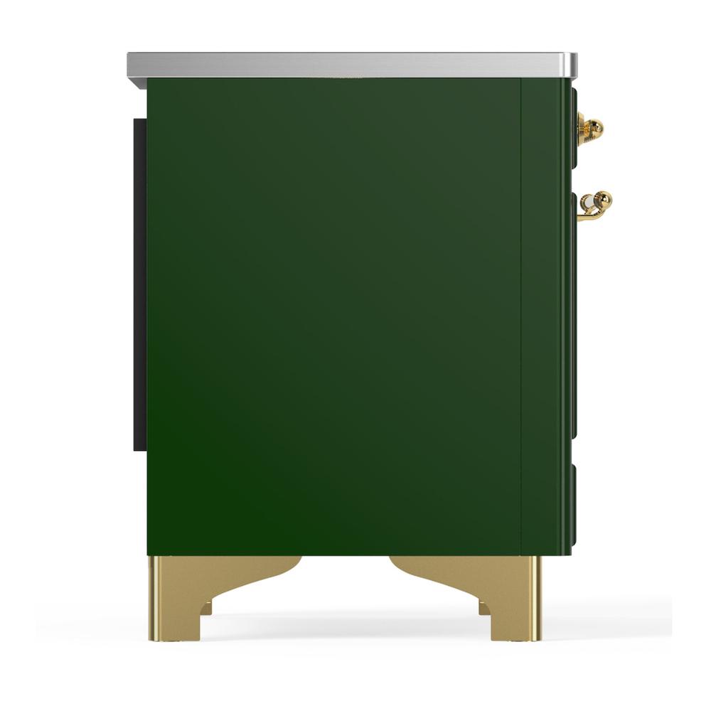 ILVE UMDIB40NR3EGG Majestic III 40 inch Induction Range with 6 Elements, 3.82 cu. ft. Total Oven Capacity (Triple Glass Door, Emerald Green, Brass)