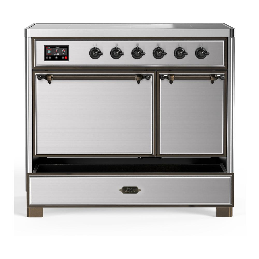 ILVE UMDIB40QNR3SSB Majestic III 40 inch Induction Range with 6 Elements, 3.82 cu. ft. Total Oven Capacity (Solid Door, Stainless Steel, Burnished)