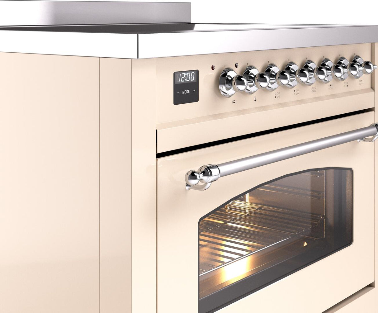 Nostalgie II 36 Inch Electric Freestanding Range in Antique White with Chrome Trim