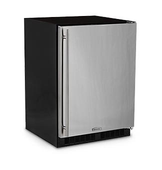 24" Refrigerator Freezer with Ice Maker Marvel Premium Refrigeration - Solid Panel Ready Overlay Door - Integrated Left Hinge