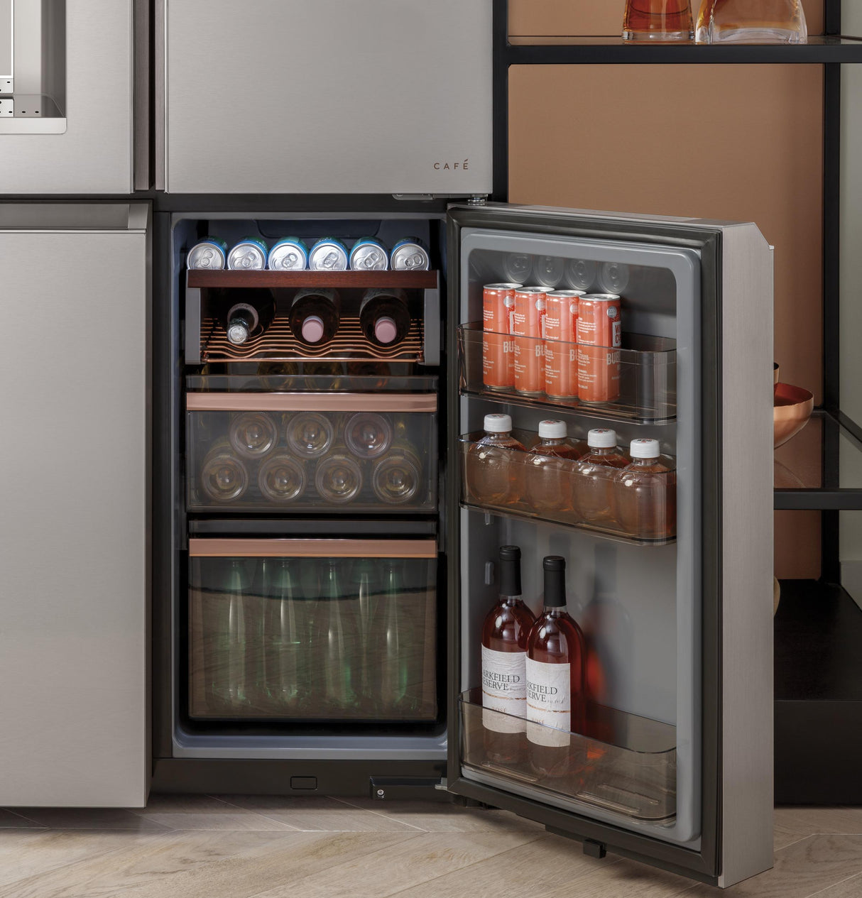 CAF(EBACK)™ ENERGY STAR® 27.4 Cu. Ft. Smart Quad-Door Refrigerator in Platinum Glass