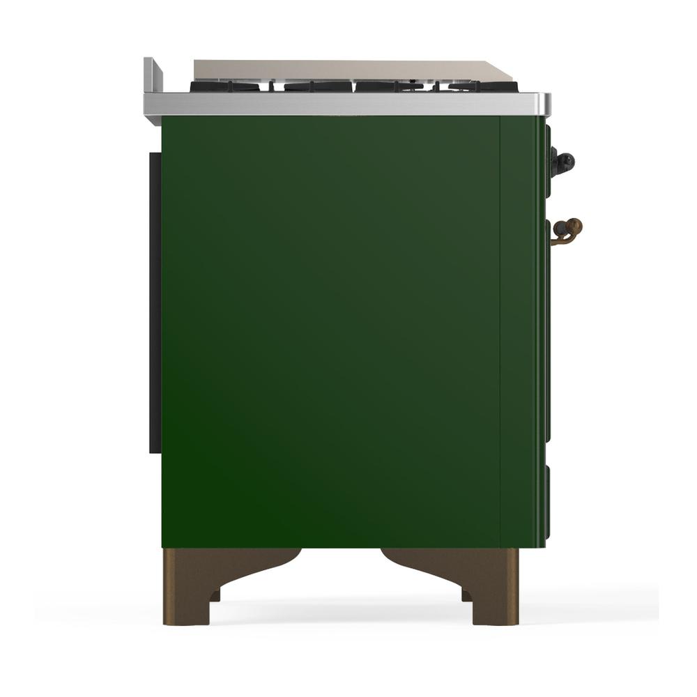 ILVE UM48FQNR3EGB Majestic III 48 inch Dual Fuel Range with 8 Burners and Griddle, Dual Function Burner up to 25,000 BTU (Natural Gas, Solid Door, Emerald Green, Burnished)