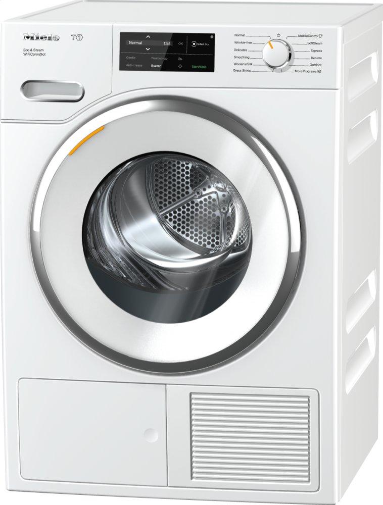 TWI 180 WP Eco & Steam WiFiConn@ct - T1 Heat-pump tumble dryer with Miele@home and SteamFinish for smart laundry care.