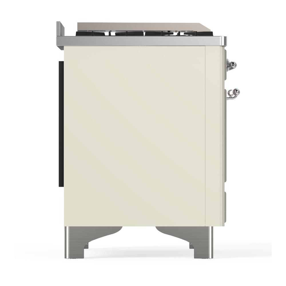 ILVE UM36FNR3AWC Majestic III 36 inch Dual Fuel Range with 6 Black Brass Burners and Griddle, Dual Function Burner up to 25,000 BTU (Triple Glass Door, Antique White, Chrome, Natural Gas)