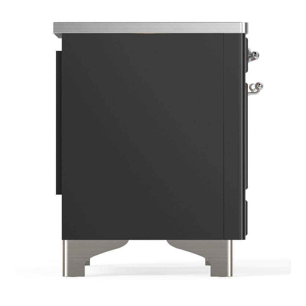 ILVE UMIB36NR3MGC Majestic III 36 inch Induction Range with 6 Elements, 3.5 cu. ft. Total Oven Capacity (Triple Glass Door, Graphite Matte, Chrome)