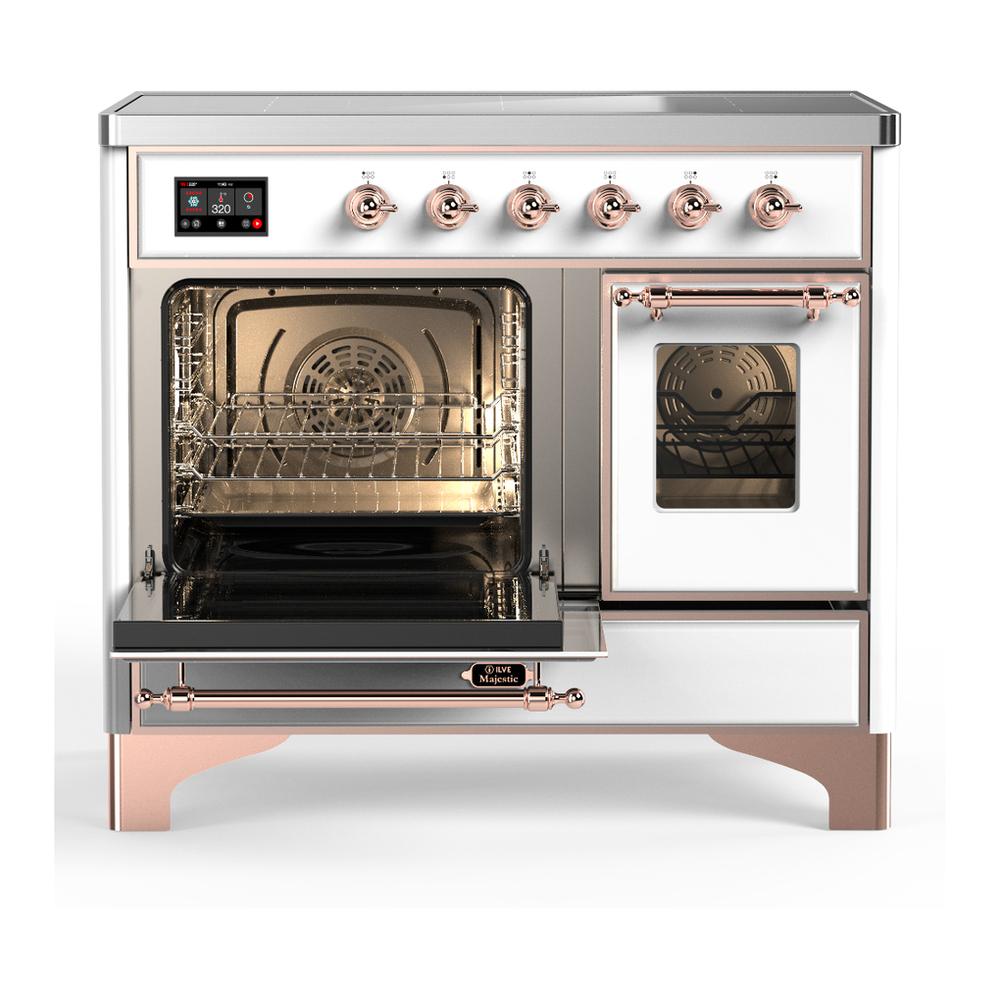 ILVE UMDIB40NR3WHP Majestic III 40 inch Induction Range with 6 Elements, 3.82 cu. ft. Total Oven Capacity (Triple Glass Door, White, Copper)