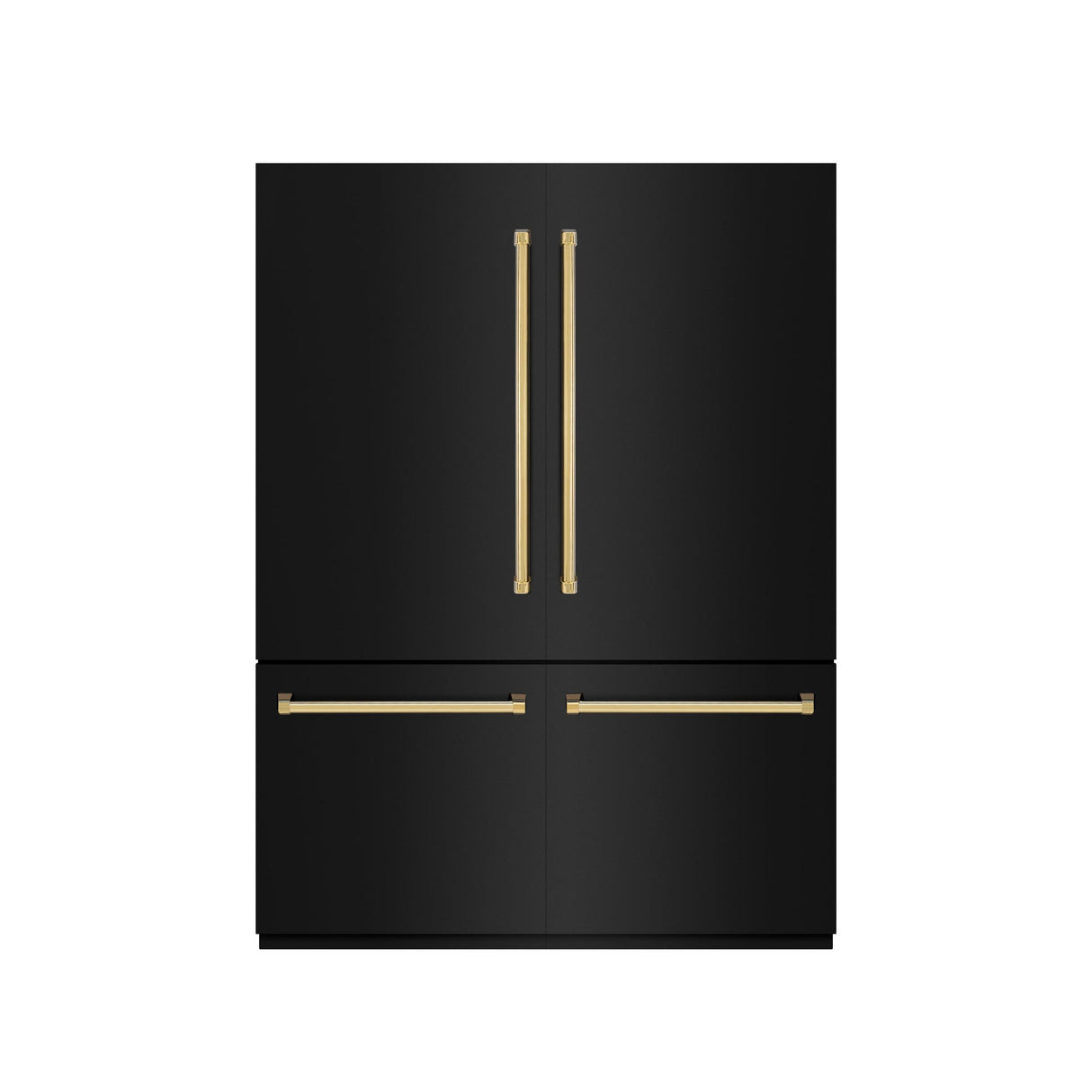 ZLINE Autograph Edition 60 in. 32.2 cu. ft. French Door Built-In Bottom Freezer Refrigerator with Water Dispenser and Ice Maker in Black Stainless Steel with Graphite Gray Interior and Polished Gold Accents (GRBIVZ-BS-60-G)