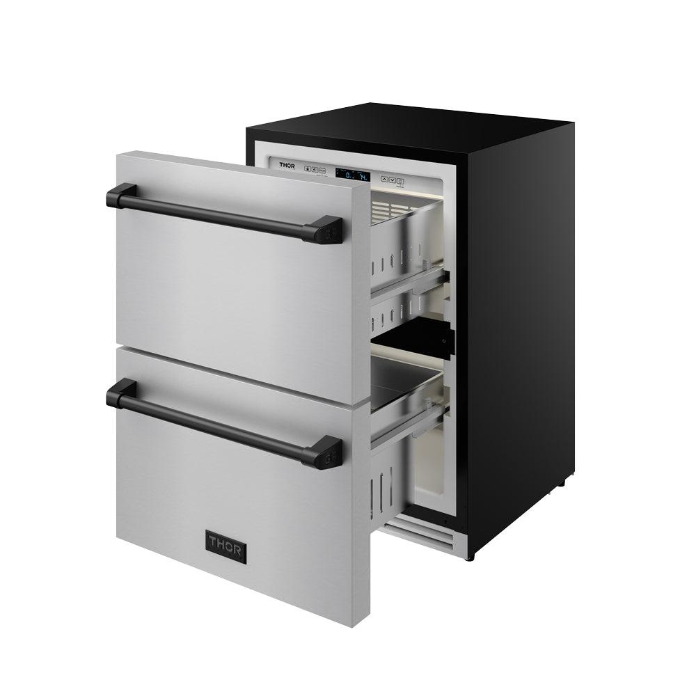 24 Inch Undercounter Built-in / Freestanding Drawer Freezer - Stainless Steel/black Gordon Ramsay Series