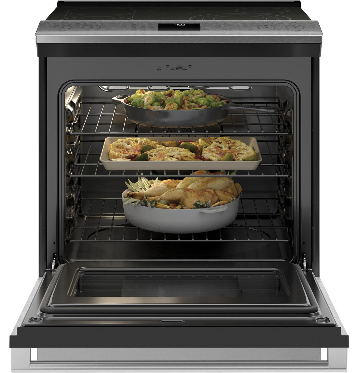 Café™ 30" Smart Slide-In, Front-Control, Radiant and Convection Range in Platinum Glass