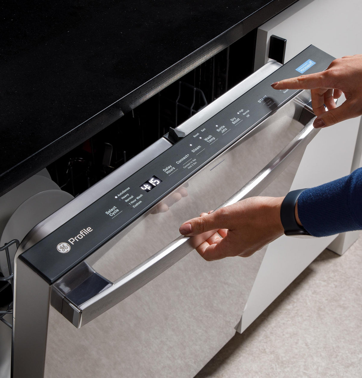 GE Profile™ ENERGY STAR® Fingerprint Resistant Top Control Stainless Interior Dishwasher with Microban™ Antimicrobial Technology