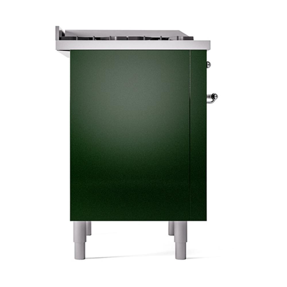 ILVE UN36FQNMPEGC Nostalgie II Noblesse 36 inch Dual Fuel Range (Natural Gas, Solid Door, Emerald Green, Chrome)