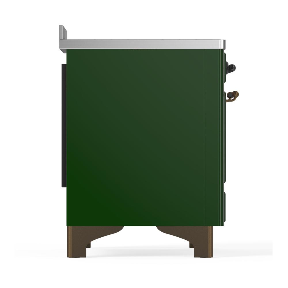 ILVE UMIB48QNR3EGB Majestic III 48 inch Induction Range with 6 Elements, 5.02 cu. ft. Total Oven Capacity (Solid Door, Emerald Green, Burnished)