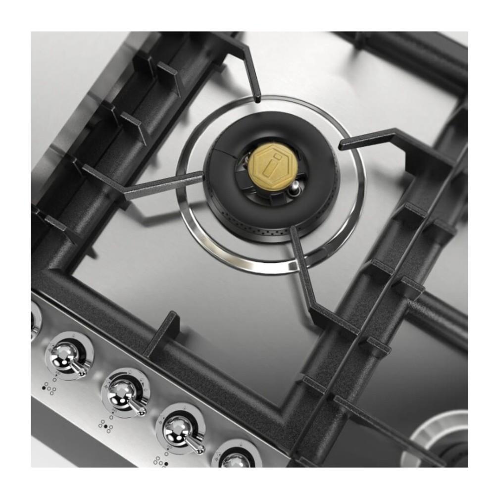 ILVE UHCPT95FNSSC Nostalgie II 36 inch Built-In Gas Cooktop with Total Black Brass Burners, in Stainless Steel (5 Sealed Burners + Griddle, Natural Gas, Chrome)