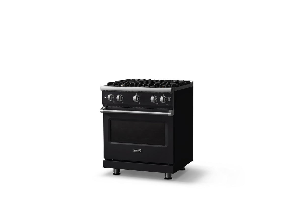 30"W. Sealed Burner Gas Range (Finish: Onyx, Trim: Polished Chrome, Fuel: Natural Gas)
