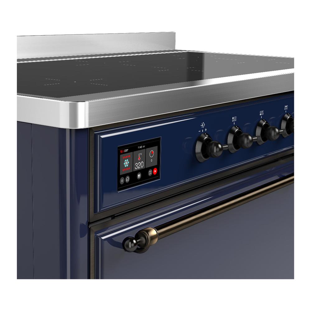 ILVE UMIB48QNR3MBB Majestic III 48 inch Induction Range with 6 Elements, 5.02 cu. ft. Total Oven Capacity (Solid Door, Midnight Blue, Burnished)