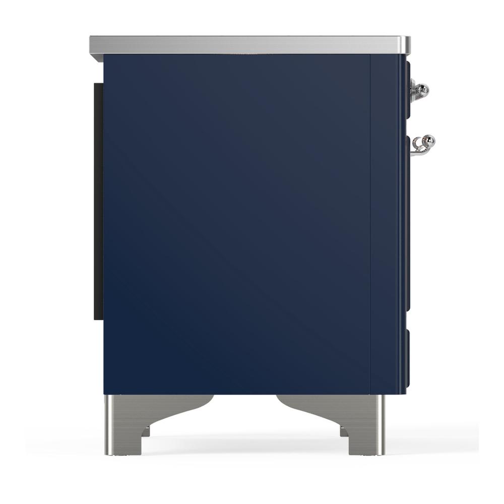 ILVE UMIB36NR3MBC Majestic III 36 inch Induction Range with 6 Elements, 3.5 cu. ft. Total Oven Capacity (Triple Glass Door, Midnight Blue, Chrome)