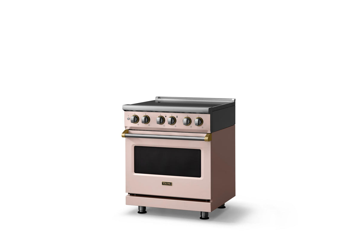 30"W. Induction Range (Finish: Blush, Trim: Brushed Brass)