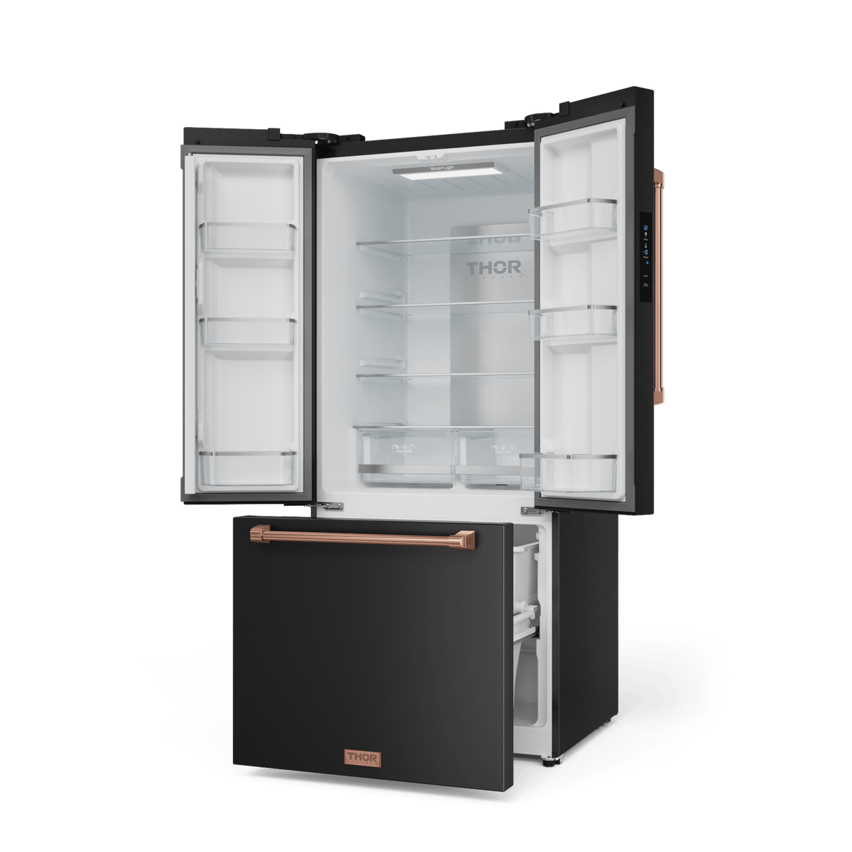 30 Inch 17.5 Cu Ft French Door Counter Depth Refrigerator With Ice Maker In Black/rose Gold Gordon Ramsay Series