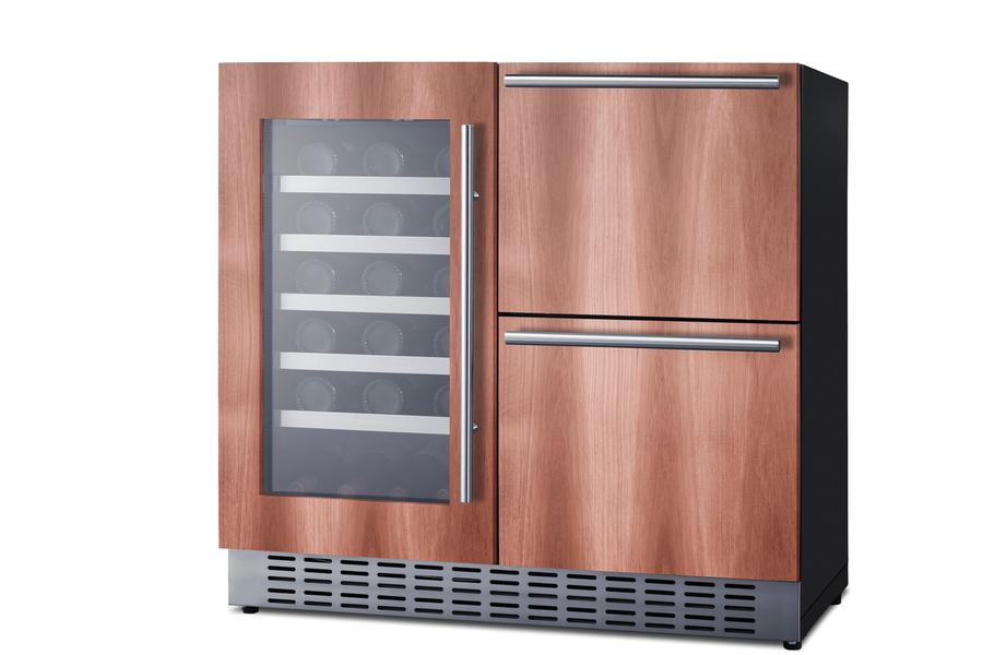 36" Wide Combination Wine Cellar & 2-drawer Refrigerator (panel Not Included)