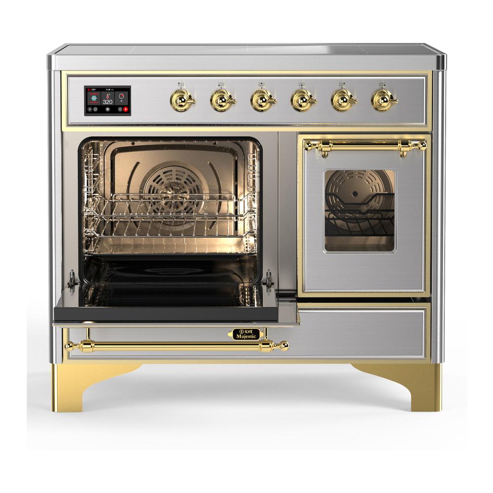 ILVE UMDIB40NR3SSG Majestic III 40 inch Induction Range with 6 Elements, 3.82 cu. ft. Total Oven Capacity (Triple Glass Door, Stainless Steel, Brass)