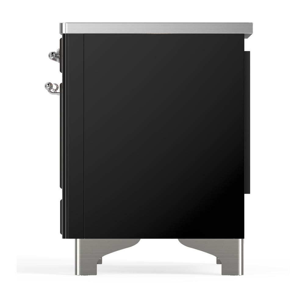 ILVE UMDIB40NR3BKC Majestic III 40 inch Induction Range with 6 Elements, 3.82 cu. ft. Total Oven Capacity (Triple Glass Door, Glossy Black, Chrome)